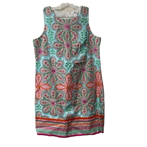 LONDON TIMES Women's Sheath Shift Dress Bright Foral Pattern Size 12 - Picture 3 of 12